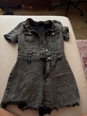 SHEIN Black Jean Jumpsuit/Romper